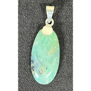 Peruvian Opal Semiprecious Stone and Sterling Silver 950 Pendant Long Oval Shape